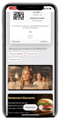 BookMyShow Movie Listing Page ad