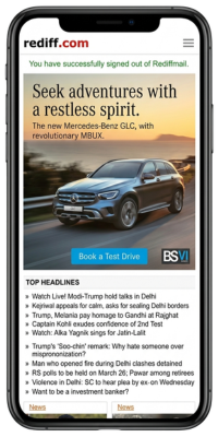 Rediff Logout Banner Ads