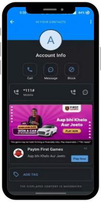 TrueCaller Click to Article Ad