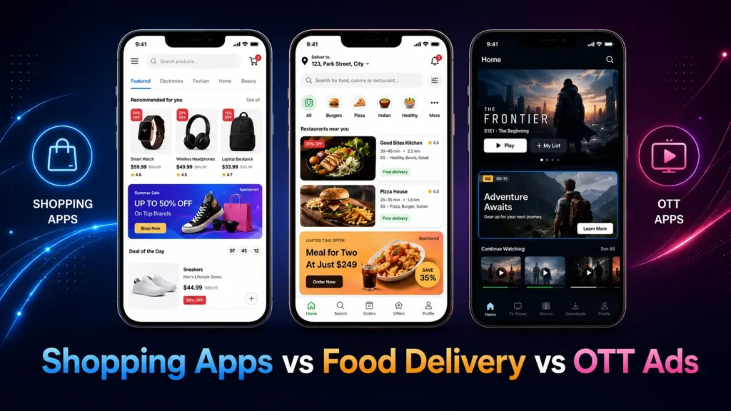 Shopping Apps vs Food Delivery vs OTT Guide to In-App Ad Selection