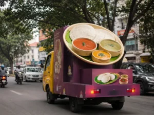 Babai Tiffins giant idli truck Branding