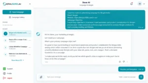 Steve AI conversation showing the campaign brief